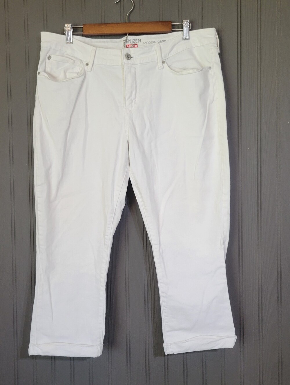 Denizen Levi's Capri Denim Jeans Modern Crop Rolled Hem White Women's 18